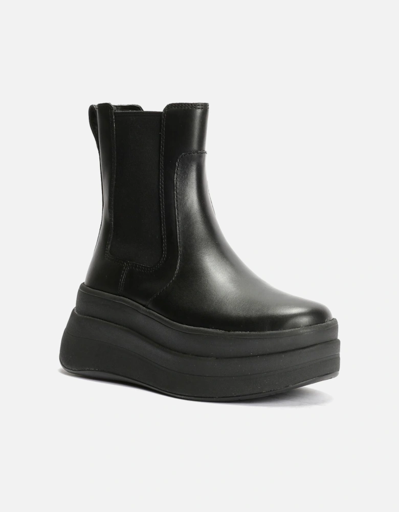 F-Mode Leather Women's Black Boots