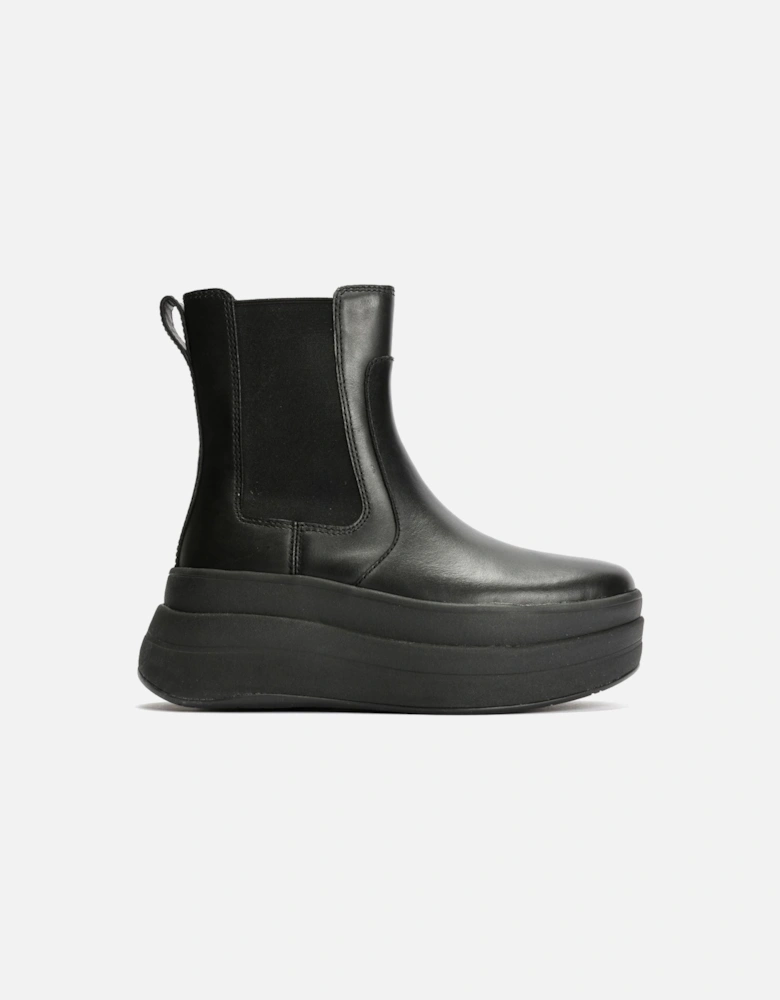 F-Mode Leather Women's Black Boots