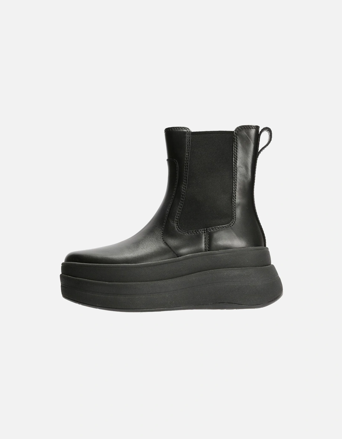 F-Mode Leather Women's Black Boots