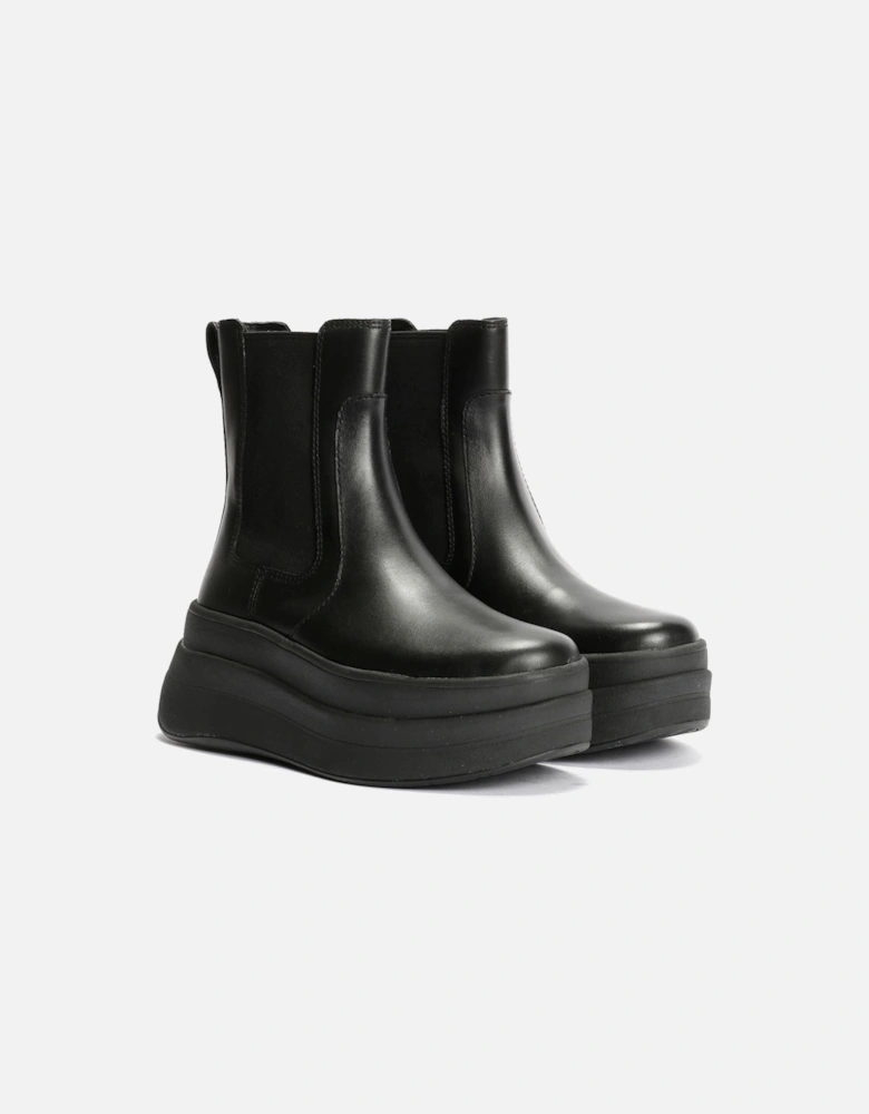 F-Mode Leather Women's Black Boots