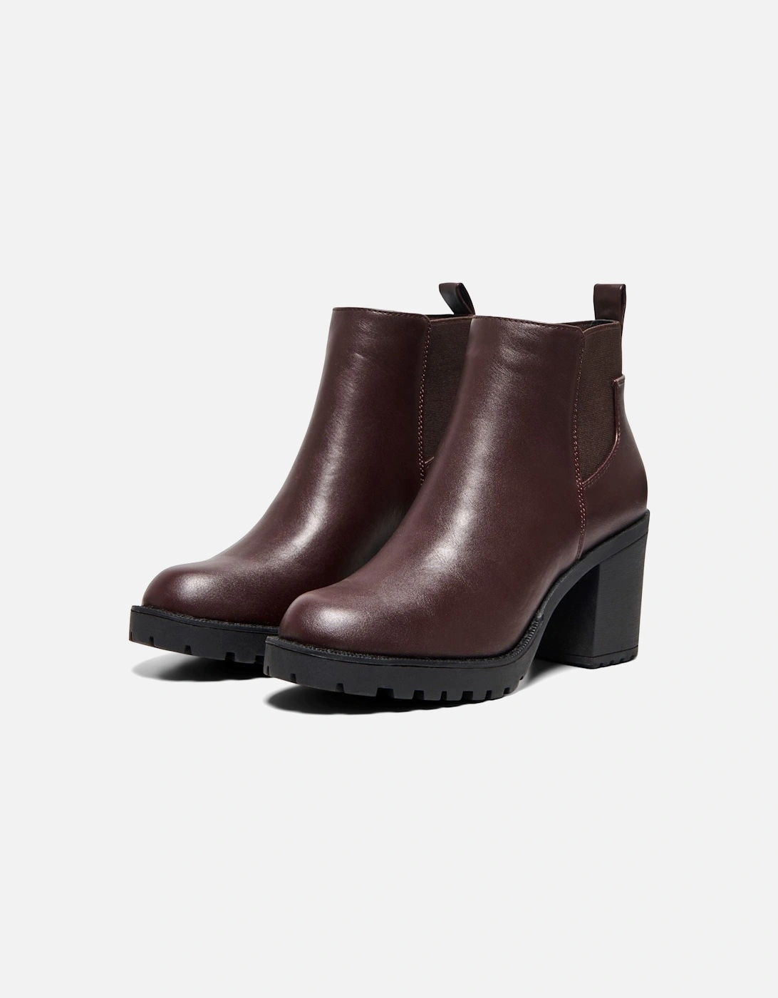 Barbara Polyurethane Women's Chocolate Brown Heeled Chelsea Boots, 6 of 5