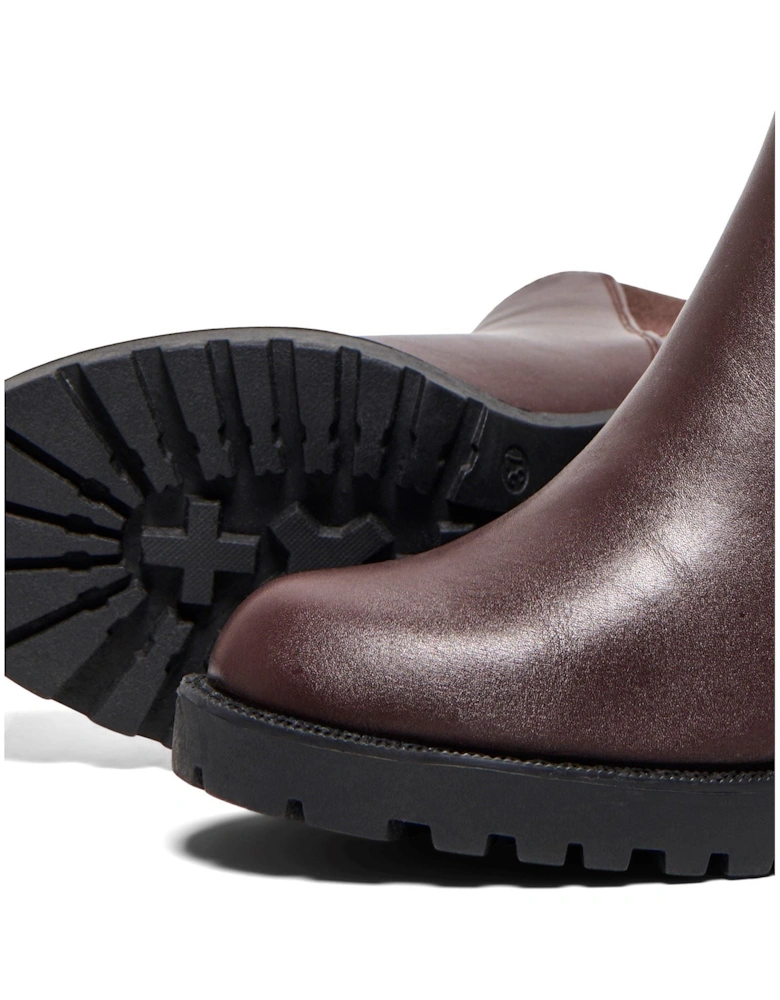 Barbara Polyurethane Women's Chocolate Brown Heeled Chelsea Boots