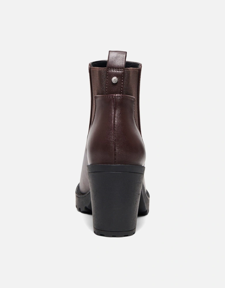 Barbara Polyurethane Women's Chocolate Brown Heeled Chelsea Boots