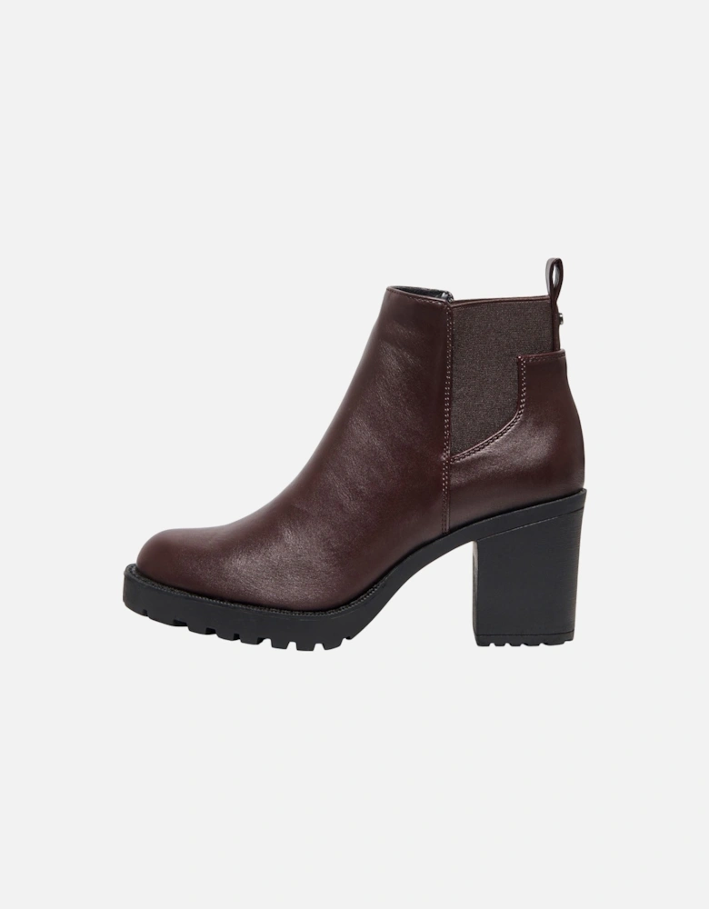 Barbara Polyurethane Women's Chocolate Brown Heeled Chelsea Boots