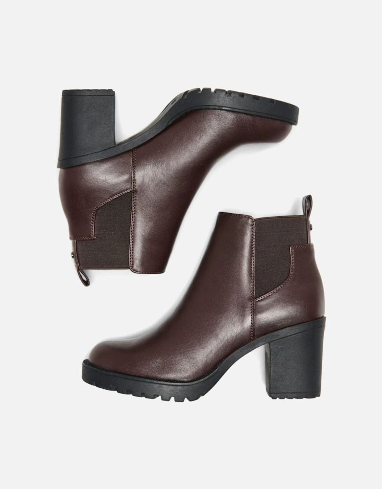 Barbara Polyurethane Women's Chocolate Brown Heeled Chelsea Boots