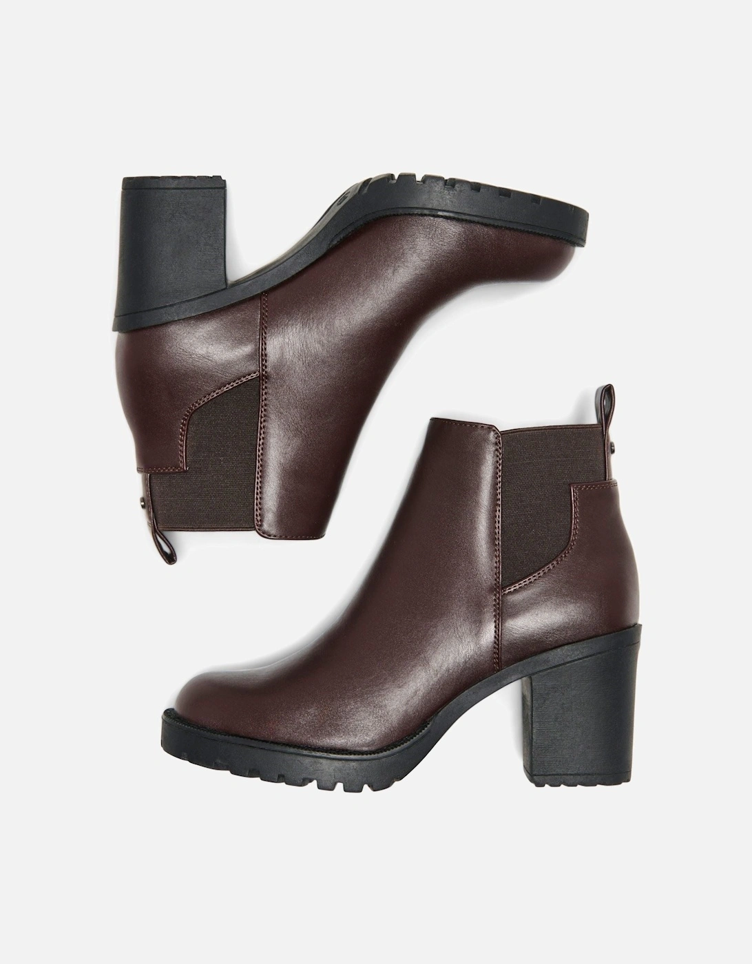 Barbara Polyurethane Women's Chocolate Brown Heeled Chelsea Boots
