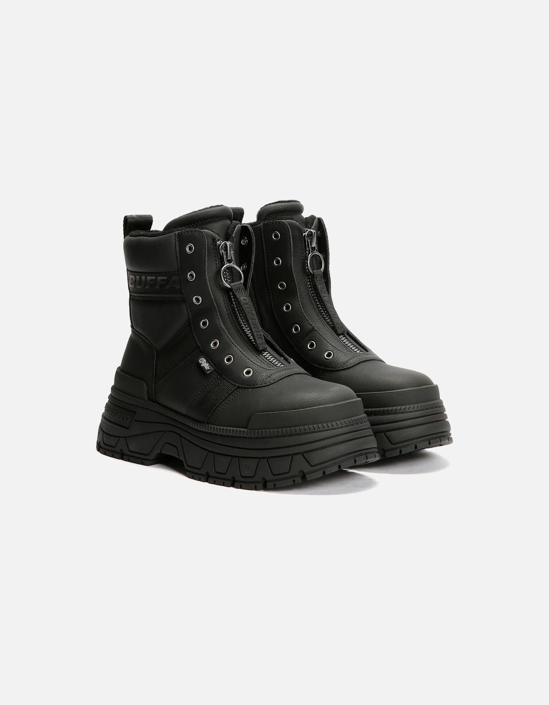 Women's Buffalo Fusion Front Zip Women's Black Boots - Size: 6.5
