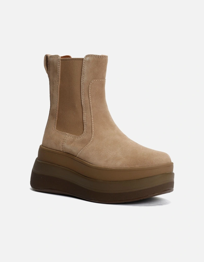 F-Mode Suede Women's Taupe Boots