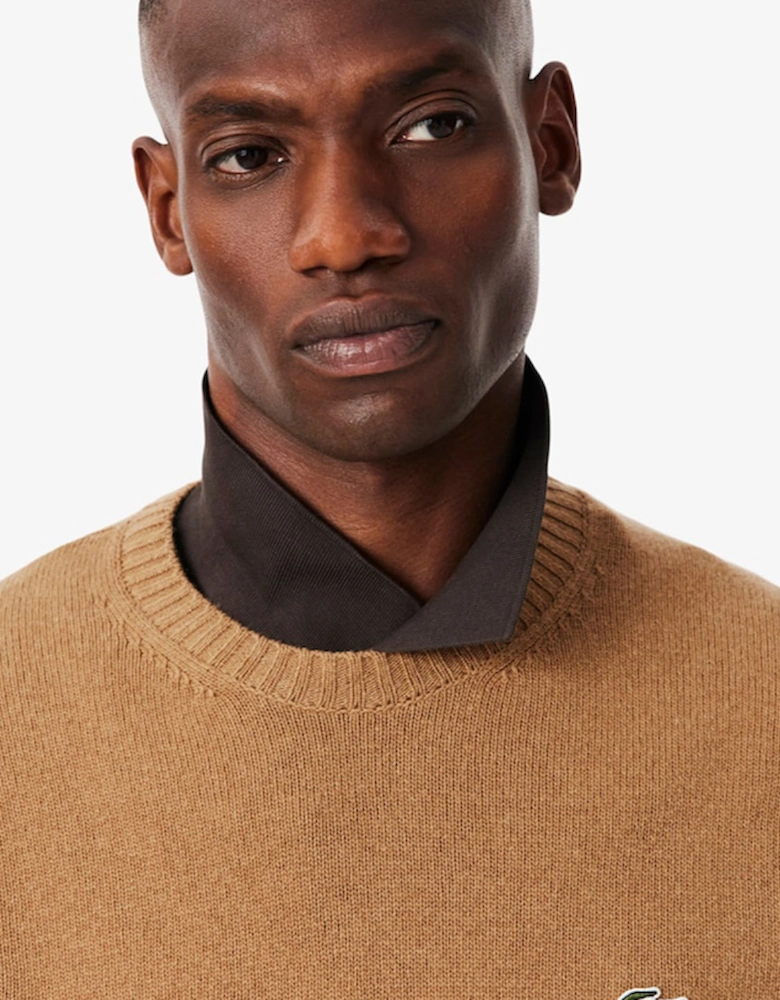 Carded Wool Crew Neck Sweater