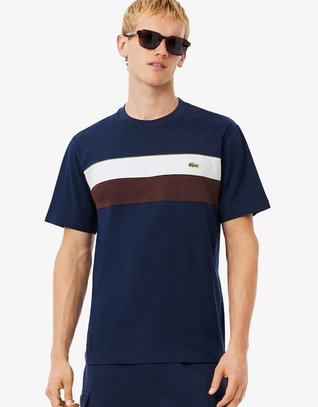 Lacoste Men's Navy Jersey Colour-Block T-Shirt  8 3XL