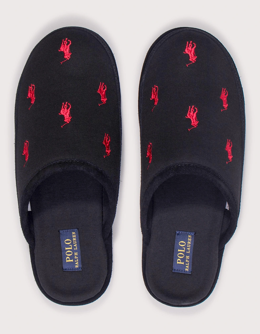 Reade Suede-Trim Polo Pony Scuff Slippers