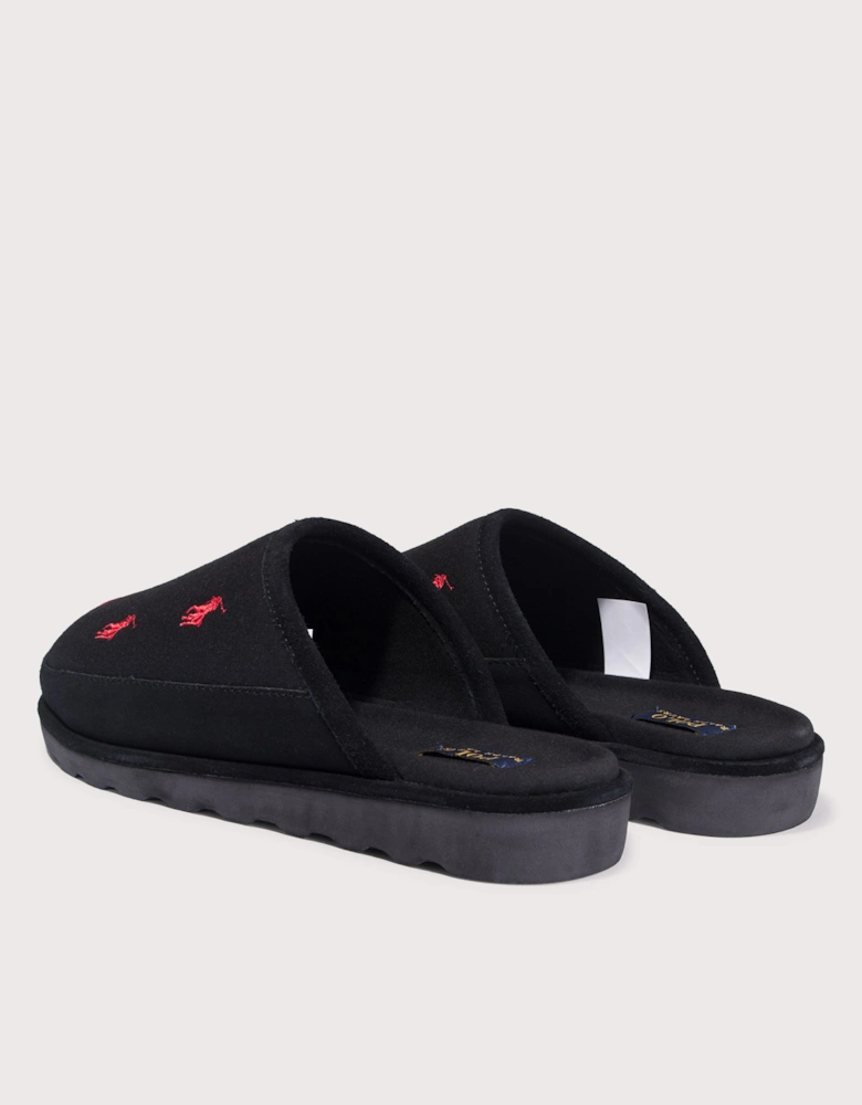 Reade Suede-Trim Polo Pony Scuff Slippers