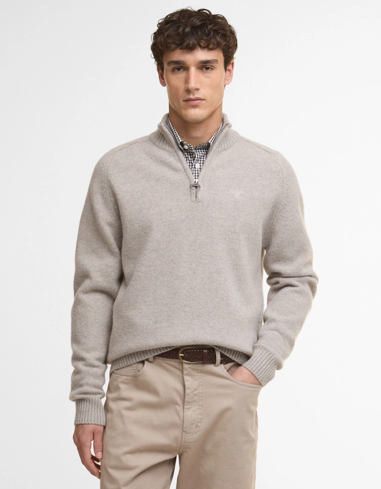 Grangetown Half Zip Knitted Jumper - Light Grey