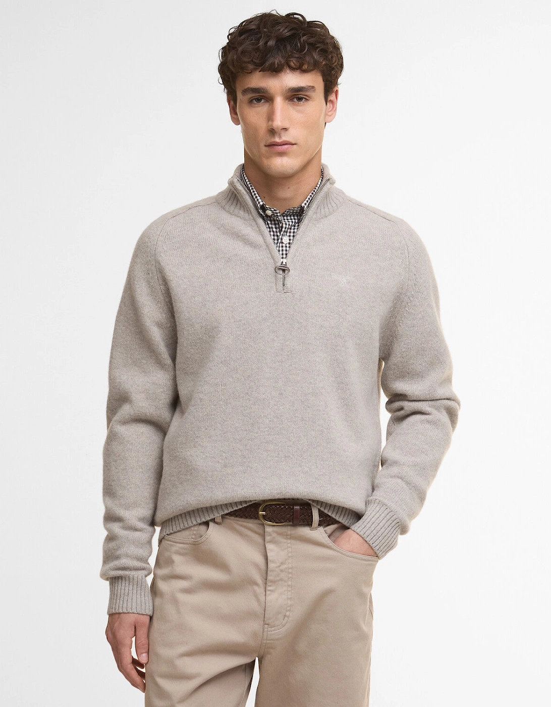 Grangetown Half Zip Knitted Jumper - Light Grey, 6 of 5