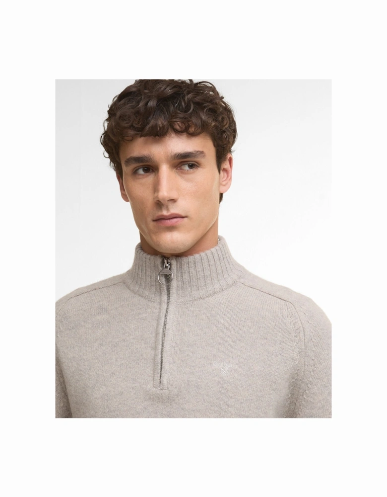 Grangetown Half Zip Knitted Jumper - Light Grey