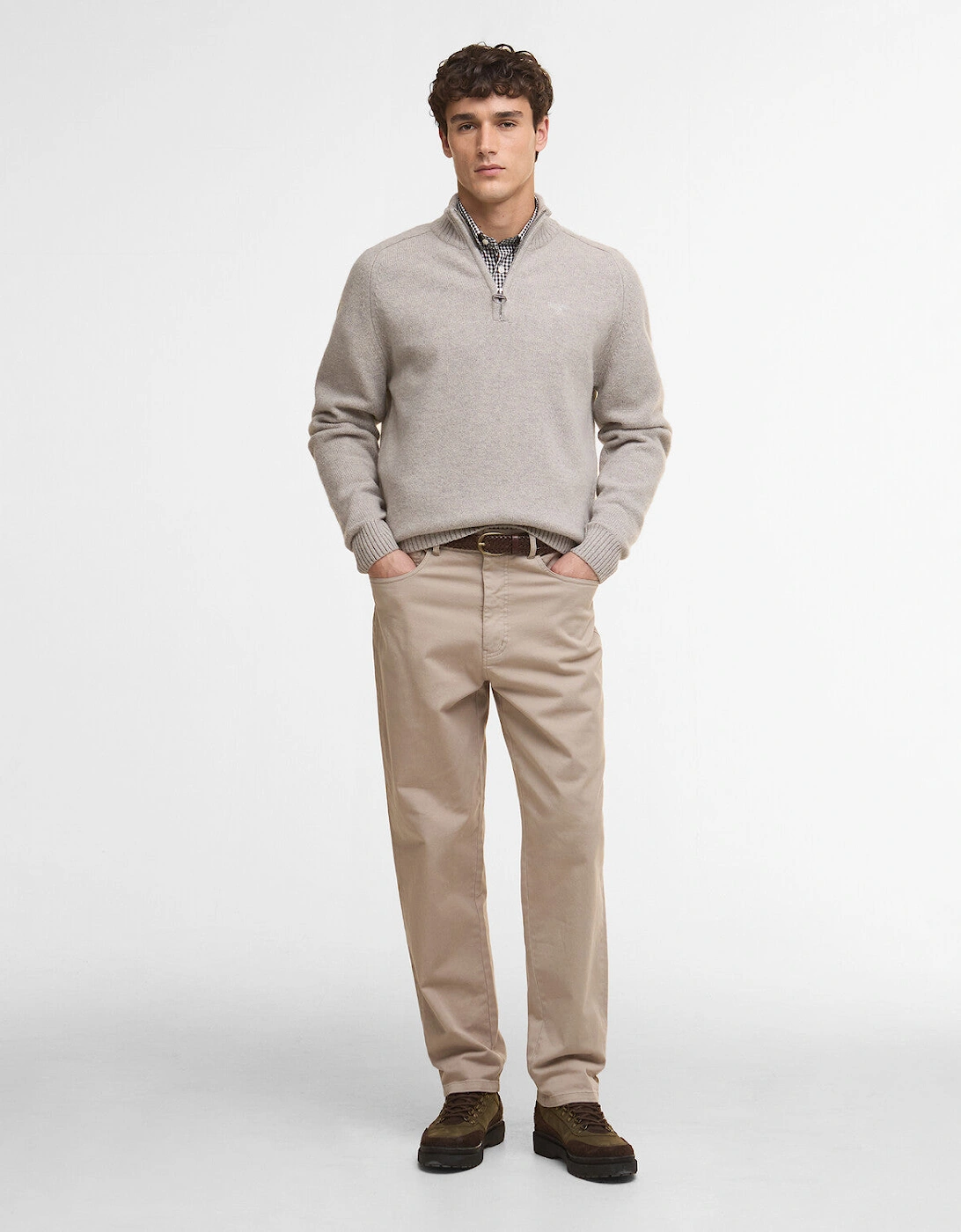 Grangetown Half Zip Knitted Jumper - Light Grey