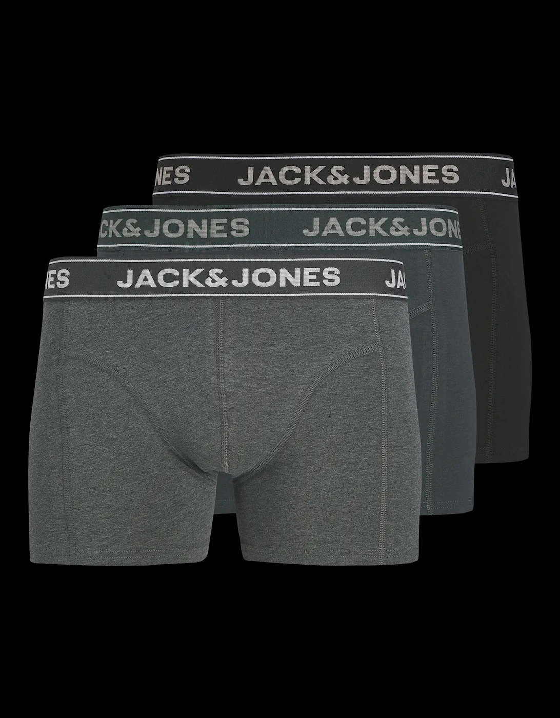 3 Pack Boxer Briefs - Dark Grey/ Melange/ Forest River, 2 of 1