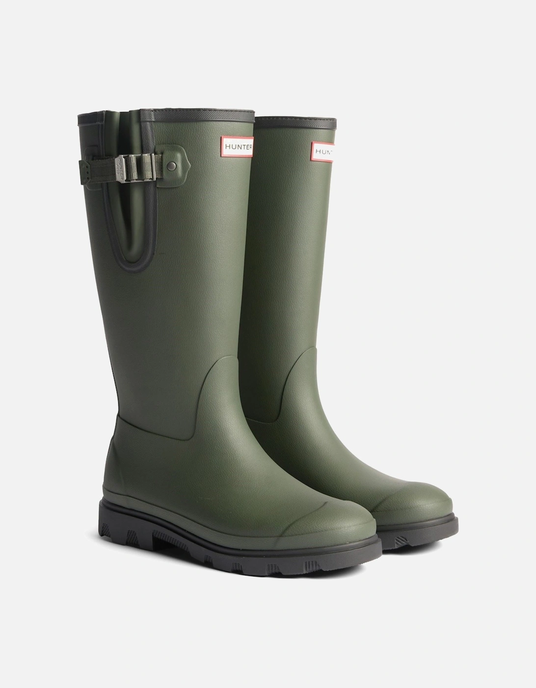 Hunter Women's Green Field Downpour Boot Rubber Dark Olive/Black Wellington Boots - : Size 6