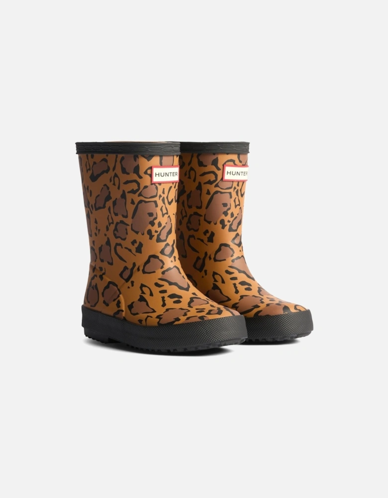 Kids First Boot Rubber Kid's Rich Tan/Saddle/Black Wellington Boots