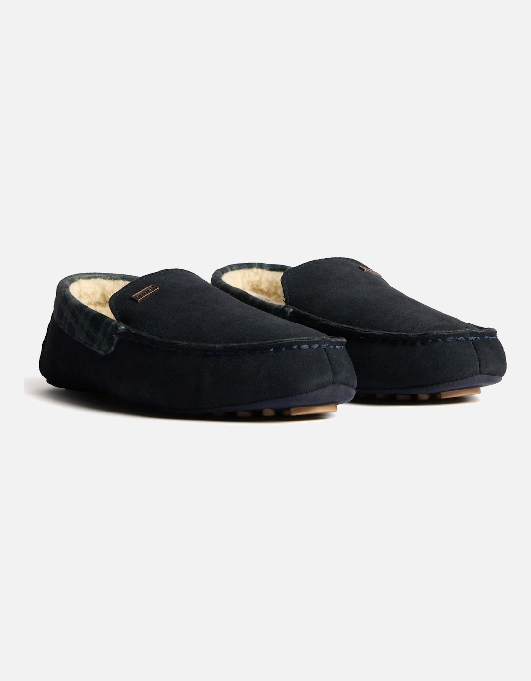 Moccassin Slipper Suede Men's Navy Slippers, 6 of 5
