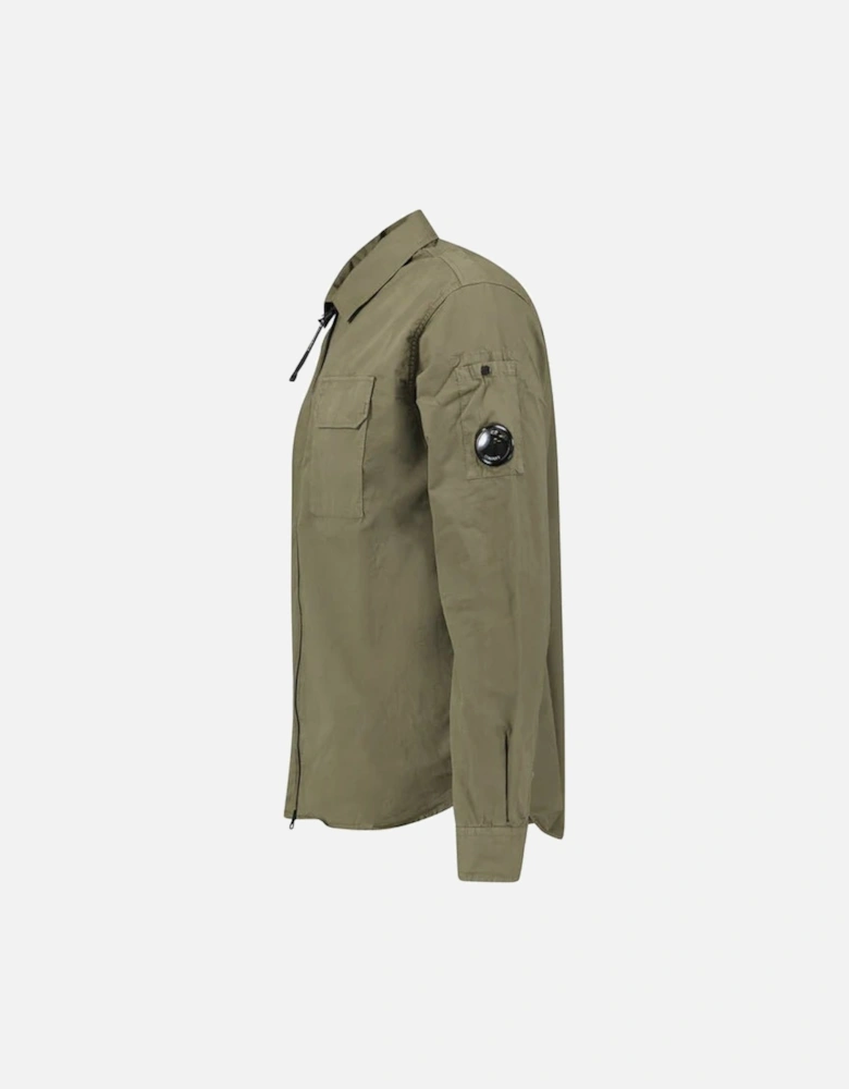 Zip-Up Lens Overshirt in Khaki