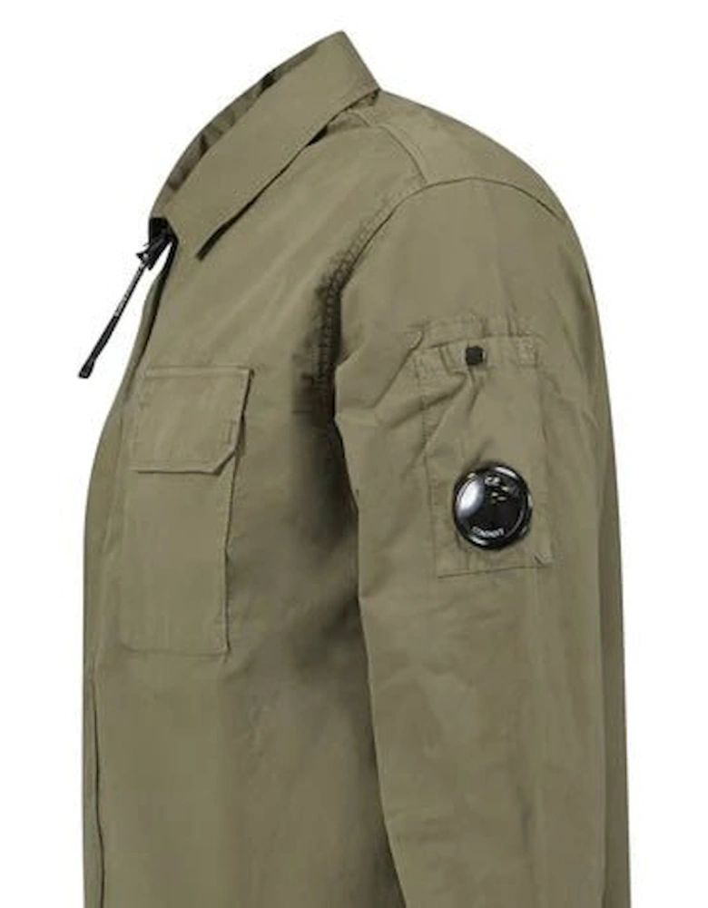 Zip-Up Lens Overshirt in Khaki