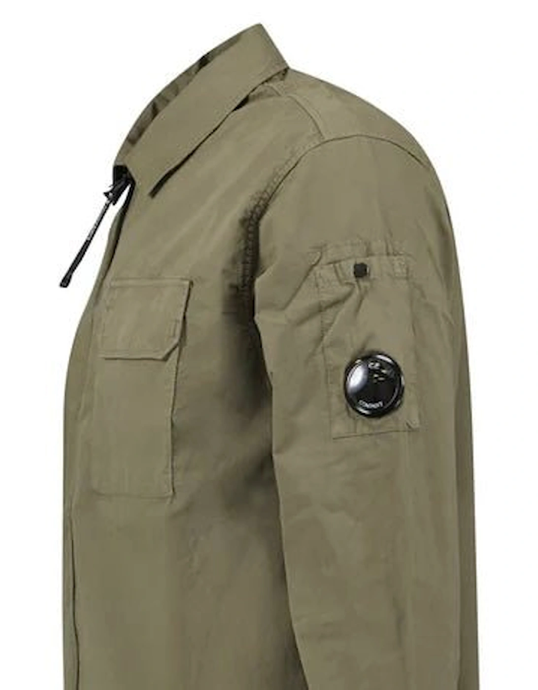 Zip-Up Lens Overshirt in Khaki