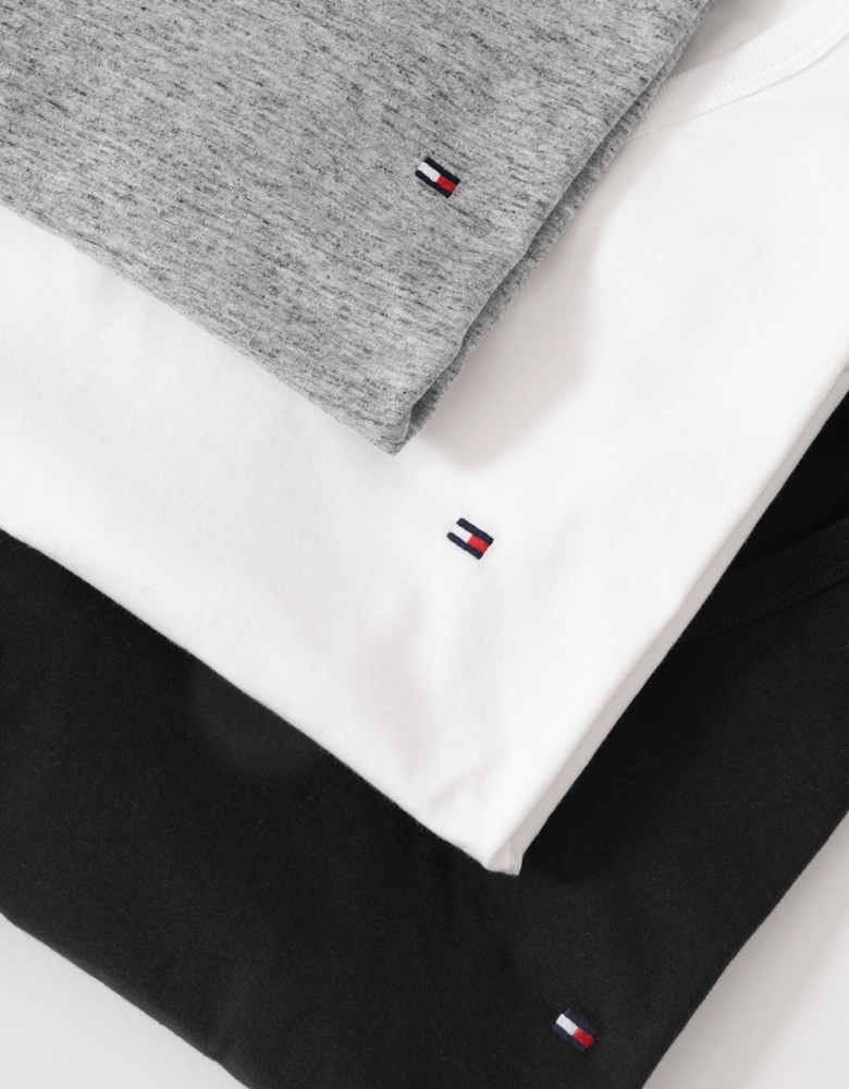 3 Pack Mens V-Neck T-Shirts - Black/White/Mid Grey Heather
