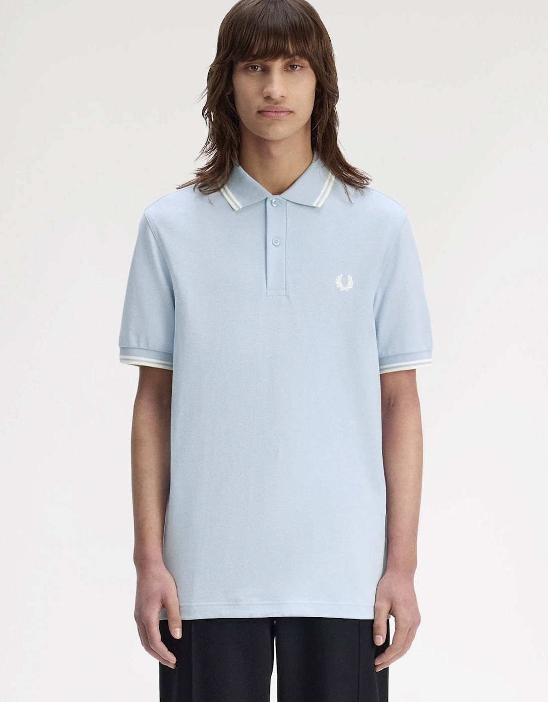 Mens Twin Tipped Signature Polo Shirt - Light Smoke/Ecru 51A, 5 of 4