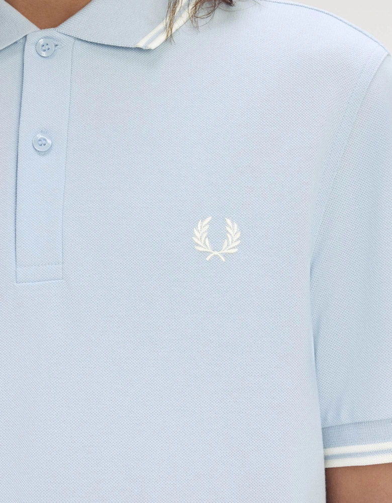 Mens Twin Tipped Signature Polo Shirt - Light Smoke/Ecru 51A