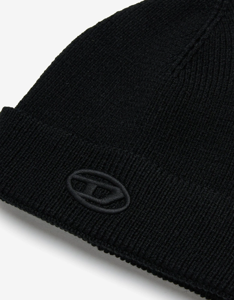 Kids Oval D Beanie Hat in Black