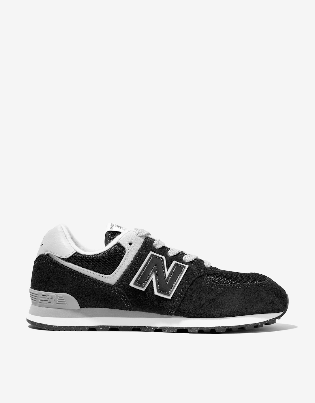 New Balance Kids 574 Lace Up Logo Trainers in Black, 5 of 4