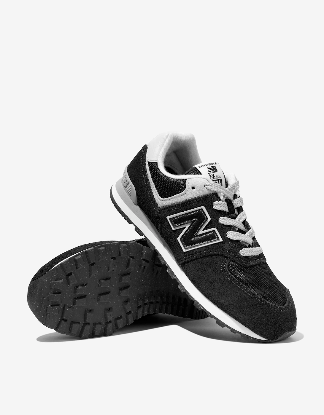 New Balance Kids 574 Lace Up Logo Trainers in Black
