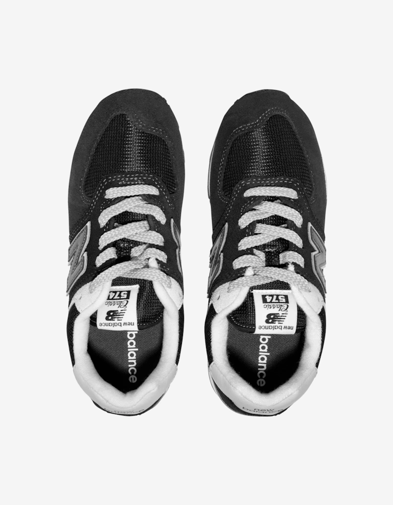 New Balance Kids 574 Lace Up Logo Trainers in Black