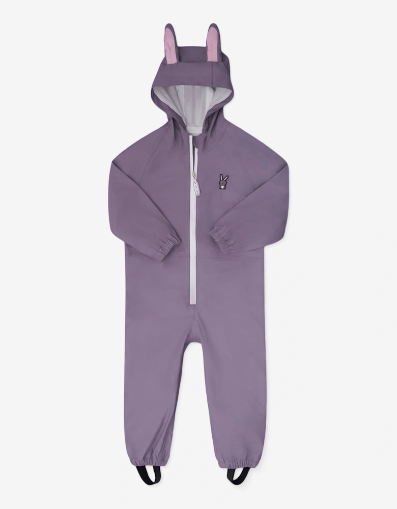 Girls Hop The Bunny Puddlesuit in Purple