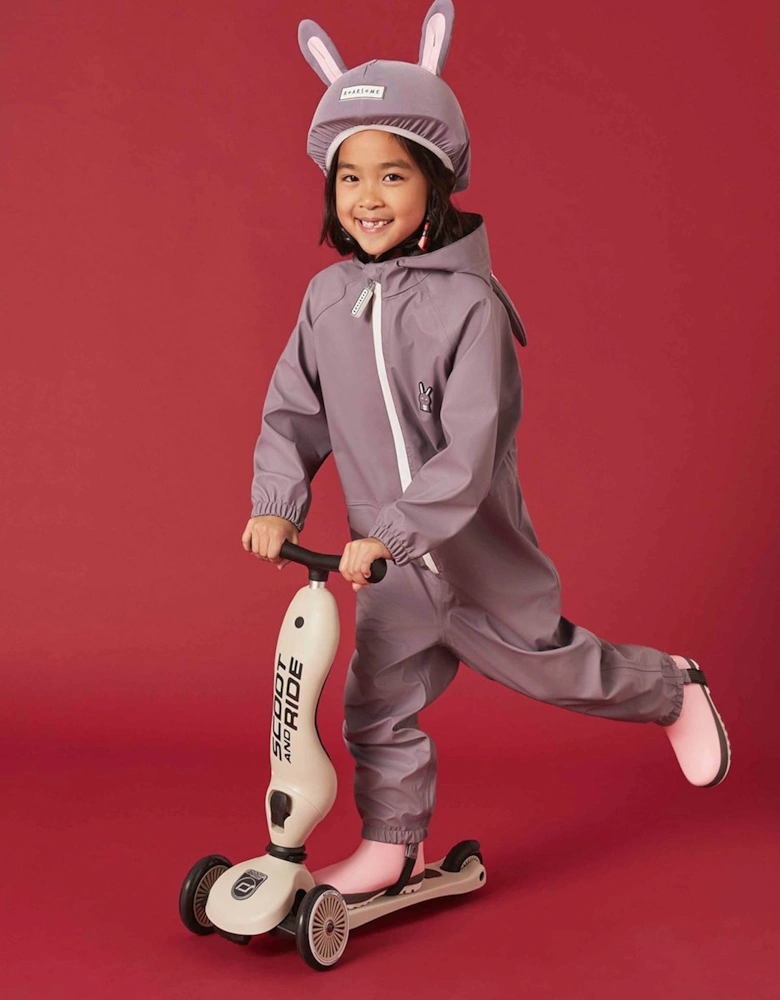 Girls Hop The Bunny Puddlesuit in Purple