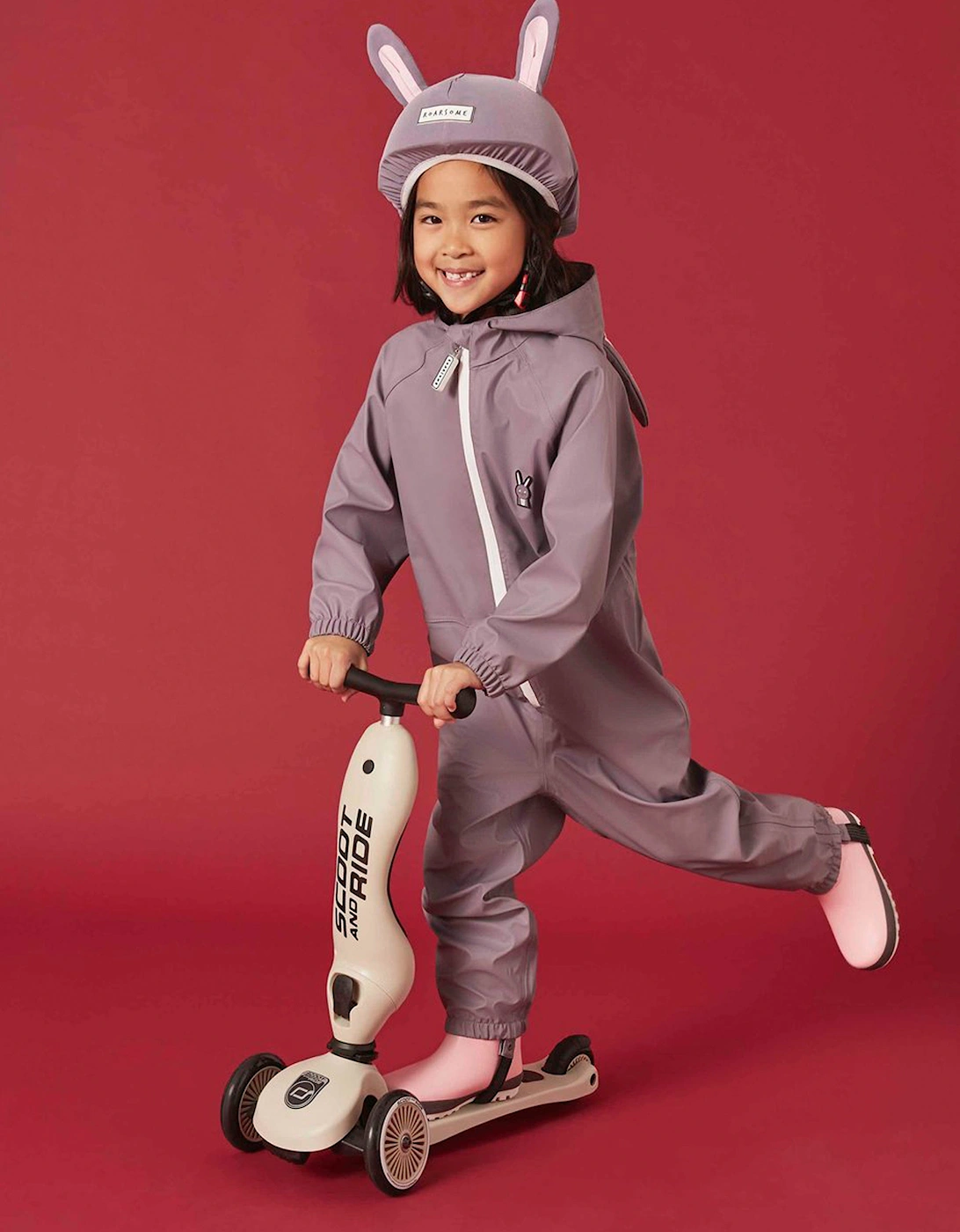 Girls Hop The Bunny Puddlesuit in Purple