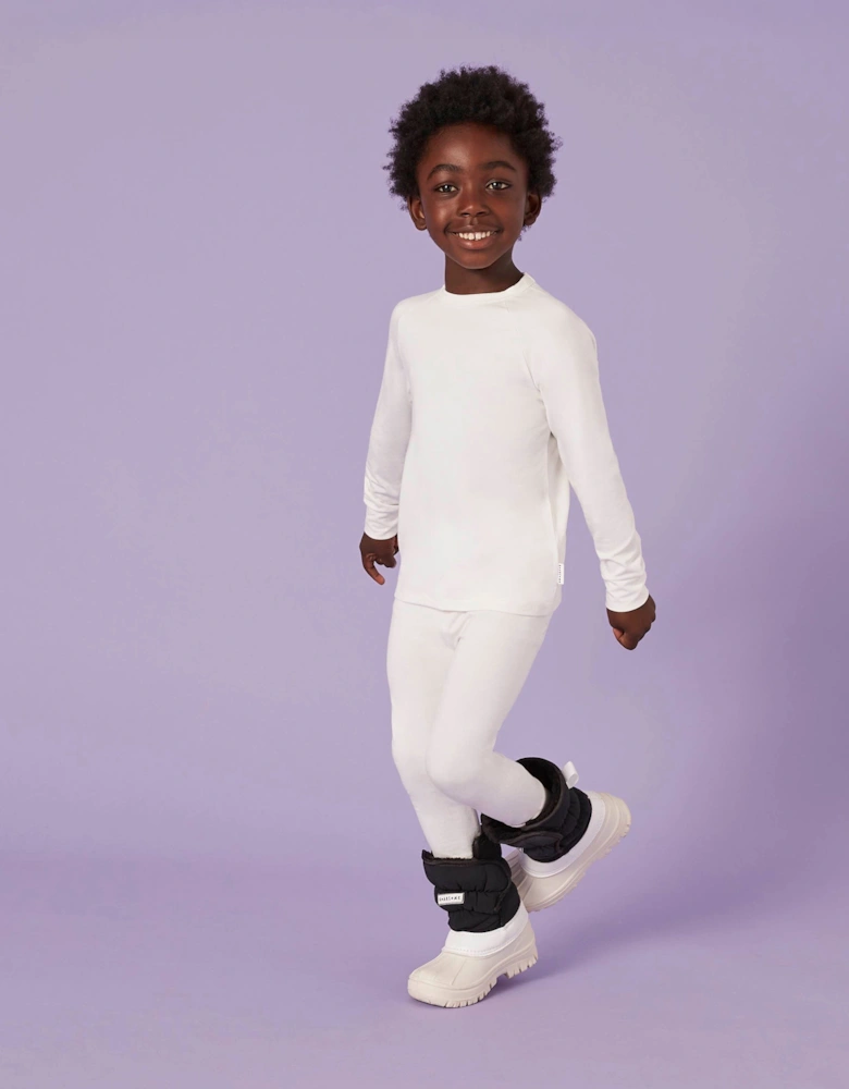 Kids Bamboo Base Layers Thermal Set in White