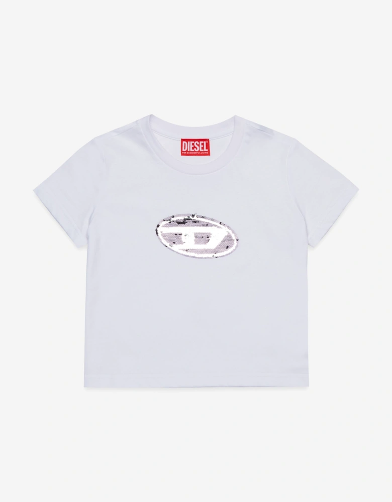 Girls Logo Print T-Shirt in White