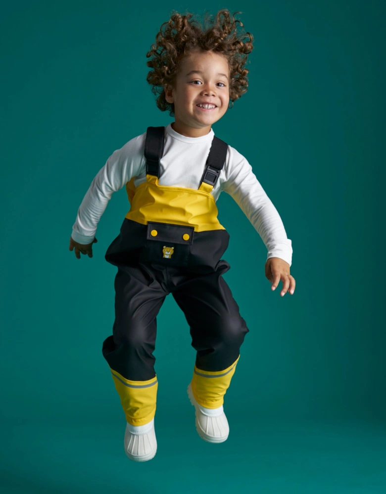 Kids Dash The Leopard Waterproof Trousers in Yellow