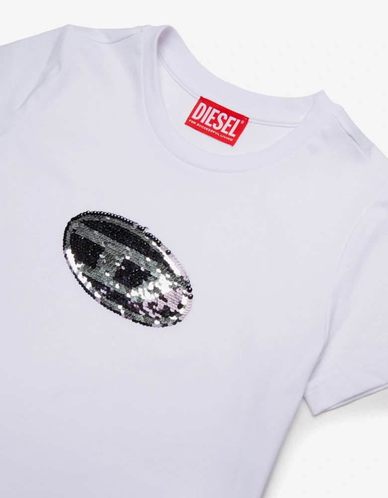 Girls Logo Print T-Shirt in White