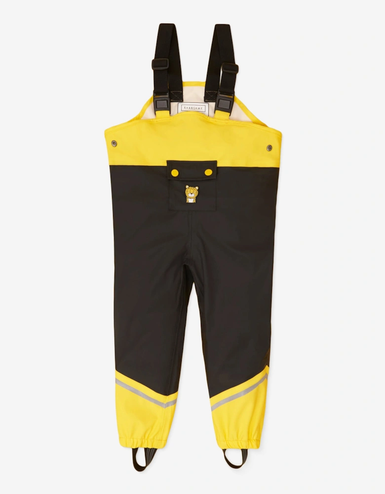 Kids Dash The Leopard Waterproof Trousers in Yellow