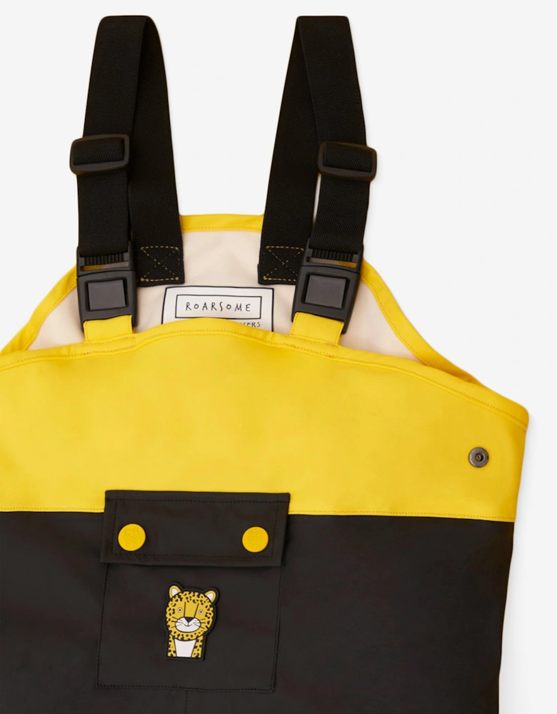 Kids Dash The Leopard Waterproof Trousers in Yellow