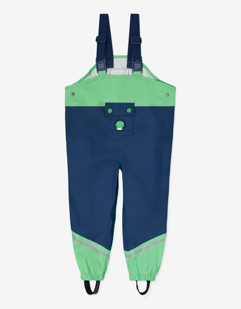 Kids Spike The Dinosaur Waterproof Trousers in Green