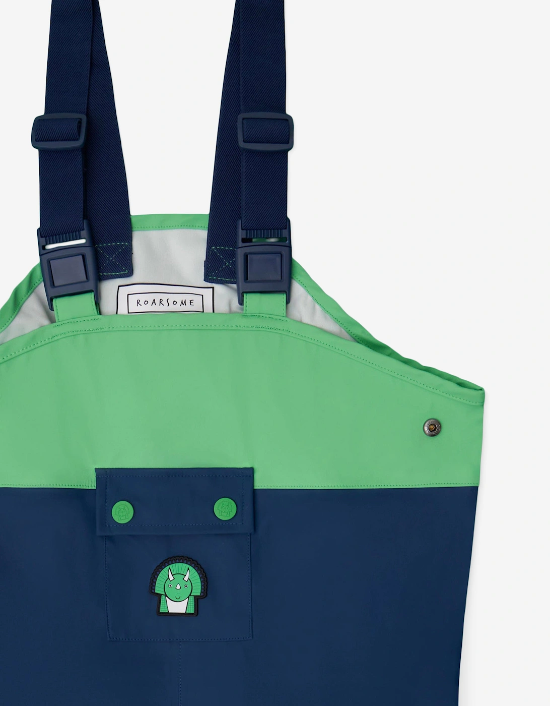 Kids Spike The Dinosaur Waterproof Trousers in Green
