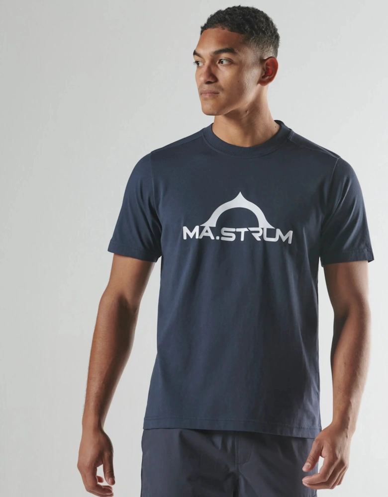 MAS8409 Bora Half Compass Print Tee - Ink Navy