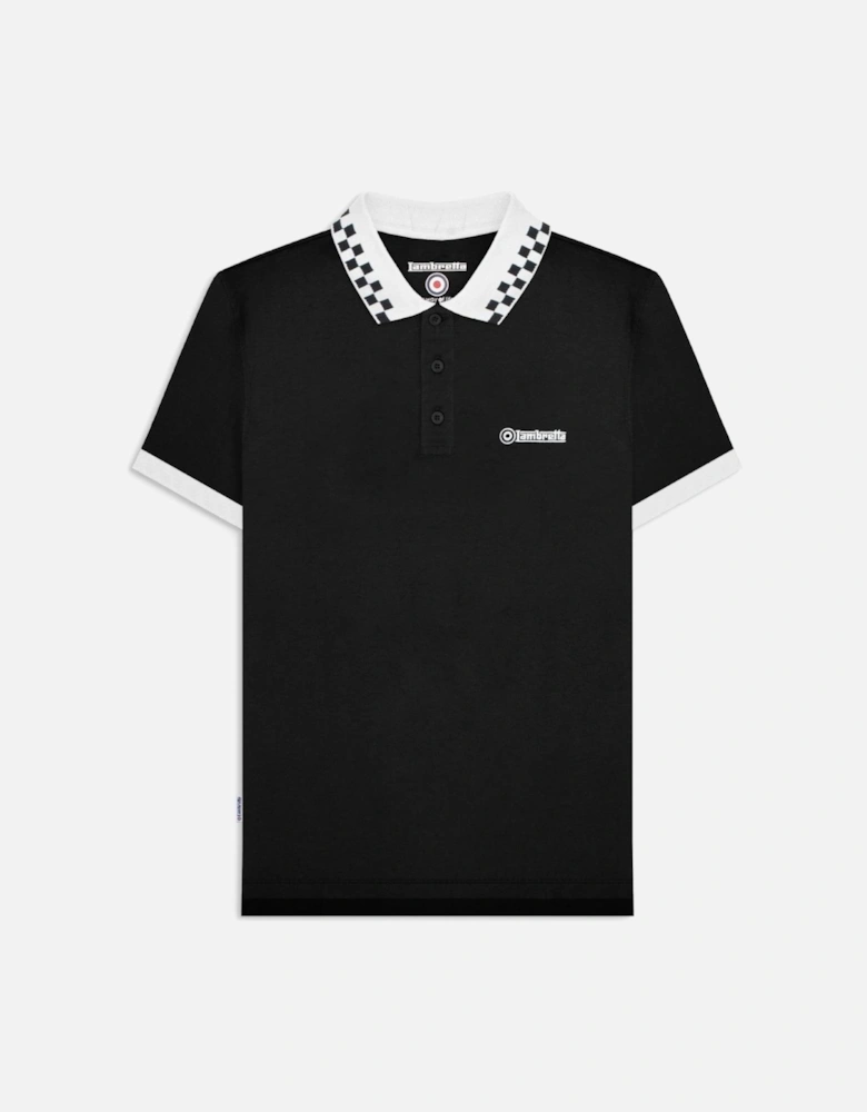 Mens Checker Collar Short Sleeve Polo Shirt