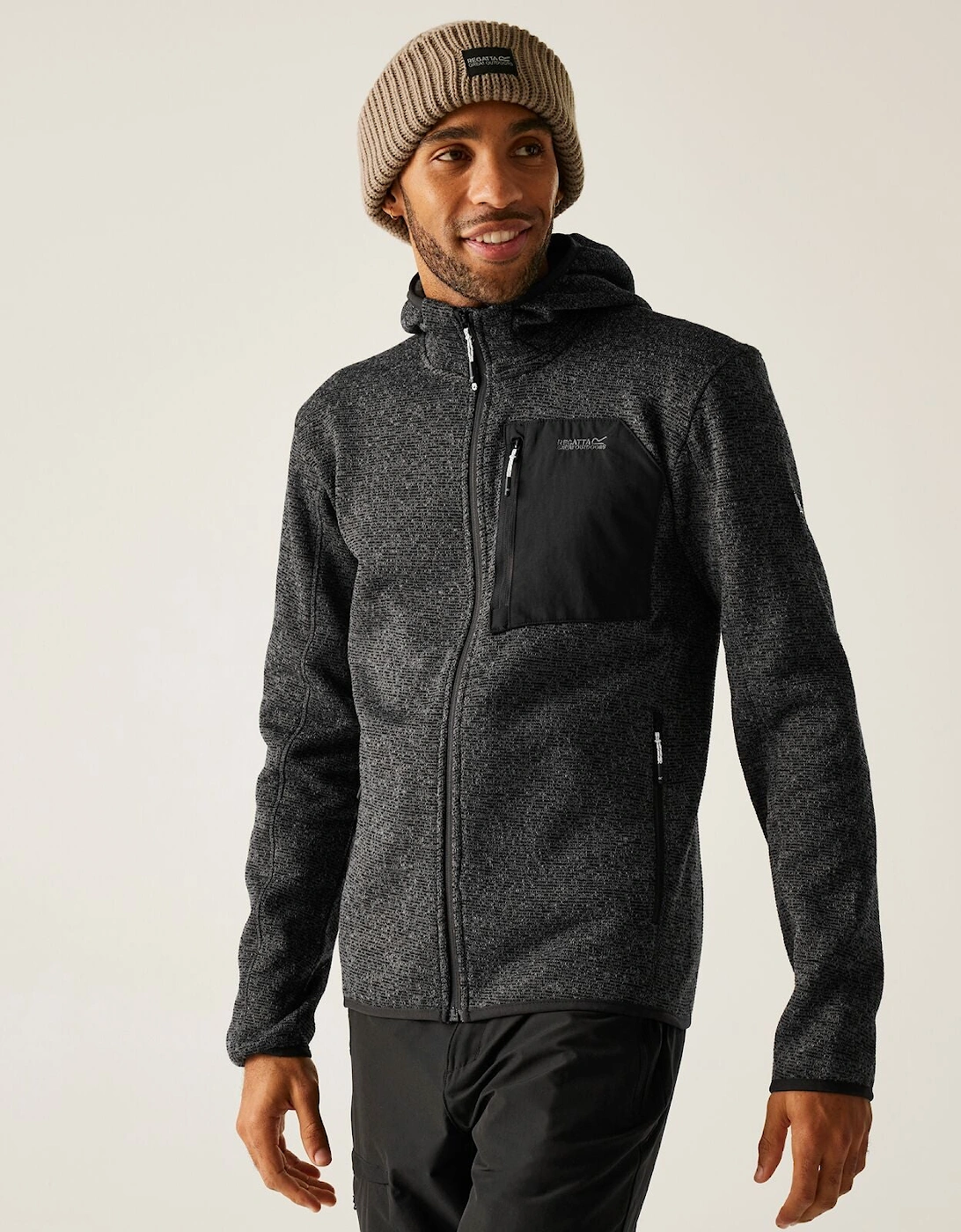 Mens Hooded Newhill Full Zip Fleece, 2 of 1