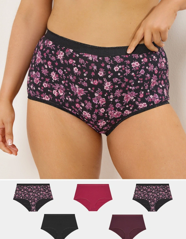 5 Pack Floral Full Briefs