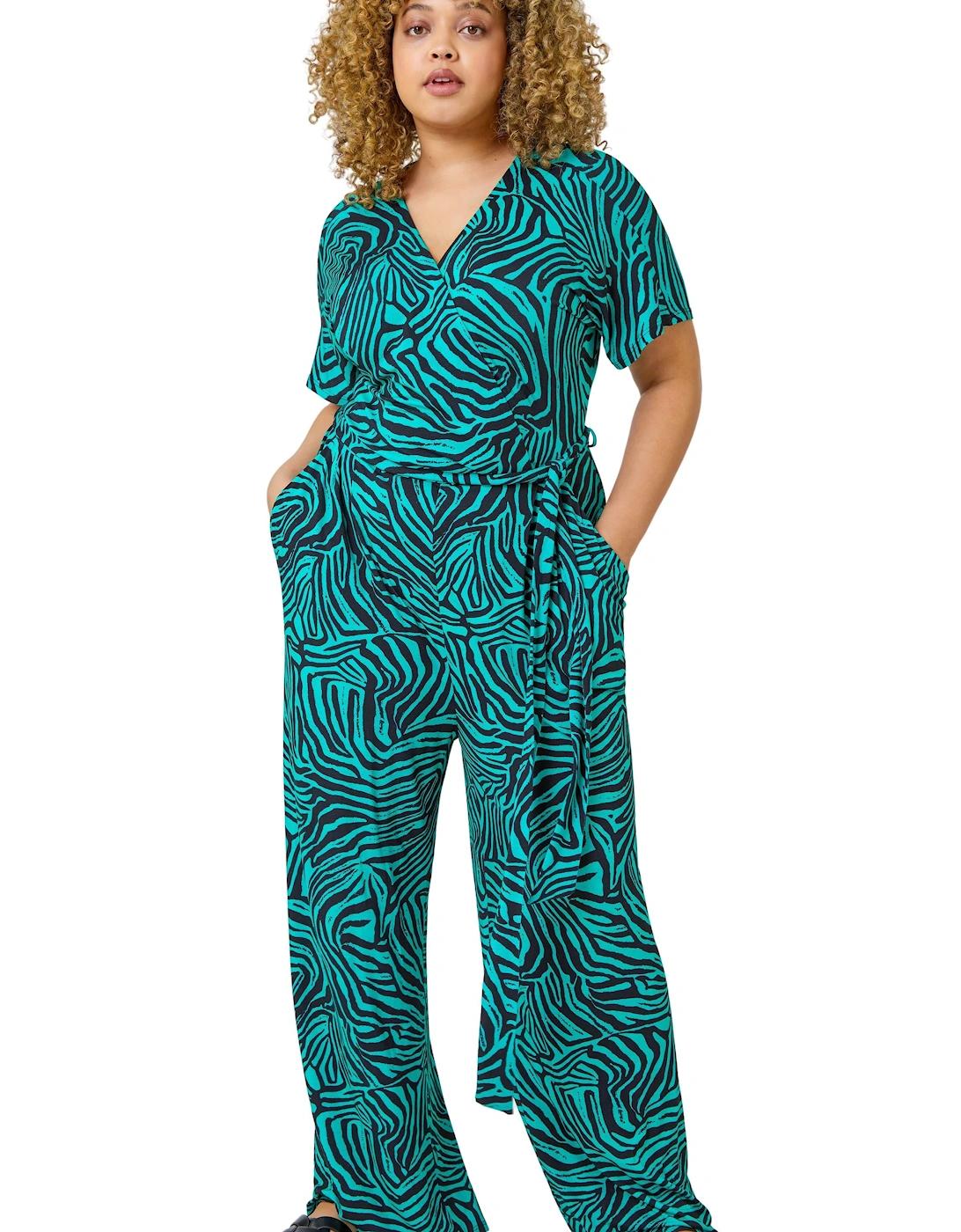 Curve Animal Print Stretch Jumpsuit, 2 of 1